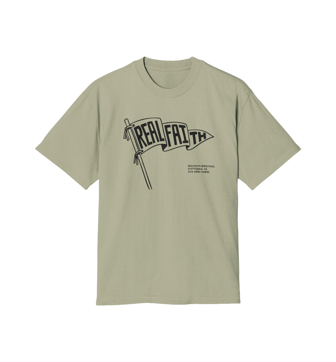 Real Faith Flag Tee — Vintage Christian Graphic T-Shirt
