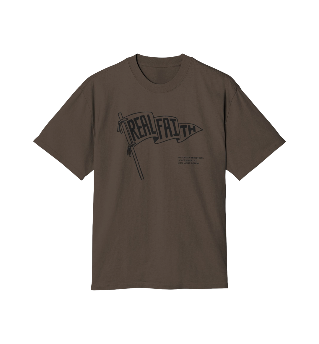 Real Faith Flag Tee — Vintage Christian Graphic T-Shirt