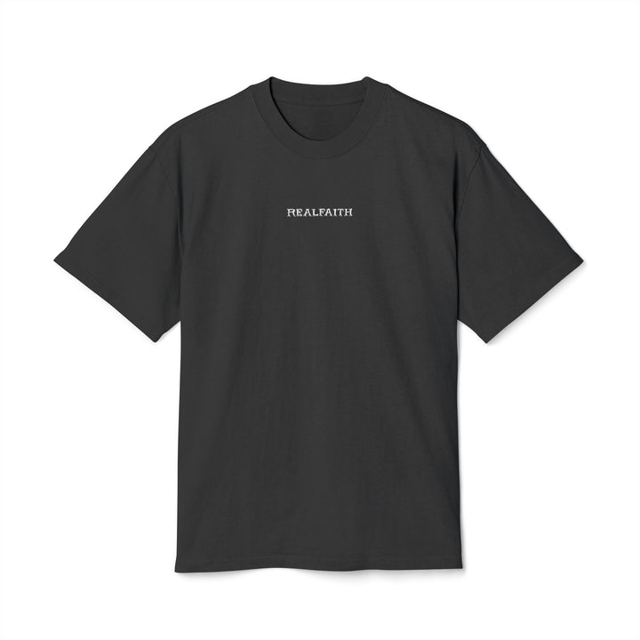 T-Shirt that says REALFAITH on it