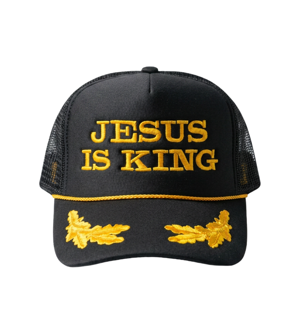 Jesus is King Black & Gold Hat
